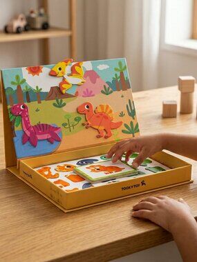NEW Montessori Magnetic Dinosaur Puzzle Learning Game STEM Travel Toy Kids